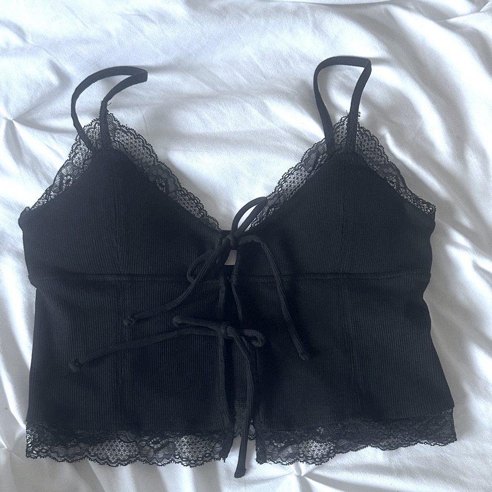 NEW currently sells at OAK + FORT Black Lace Trim Bralette for $58 plus tax